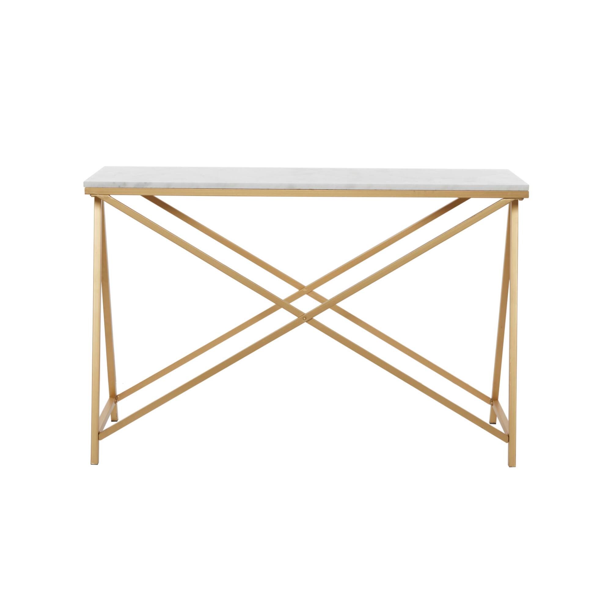 White Iron Contemporary Console Table, 31" x 47" x 14"